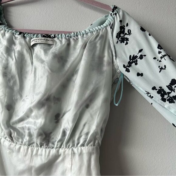 Alessandra Rich Off-The-Shoulder Rose Printed Silk Mini Dress - Picture 11 of 16